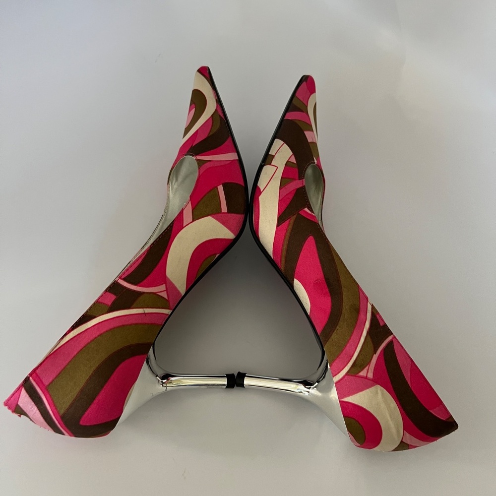Steve Madden Chelsee Stain Pump Multi Pointed Toe Silver Heels Shoes Sz 6.5 M - Picture 7 of 12